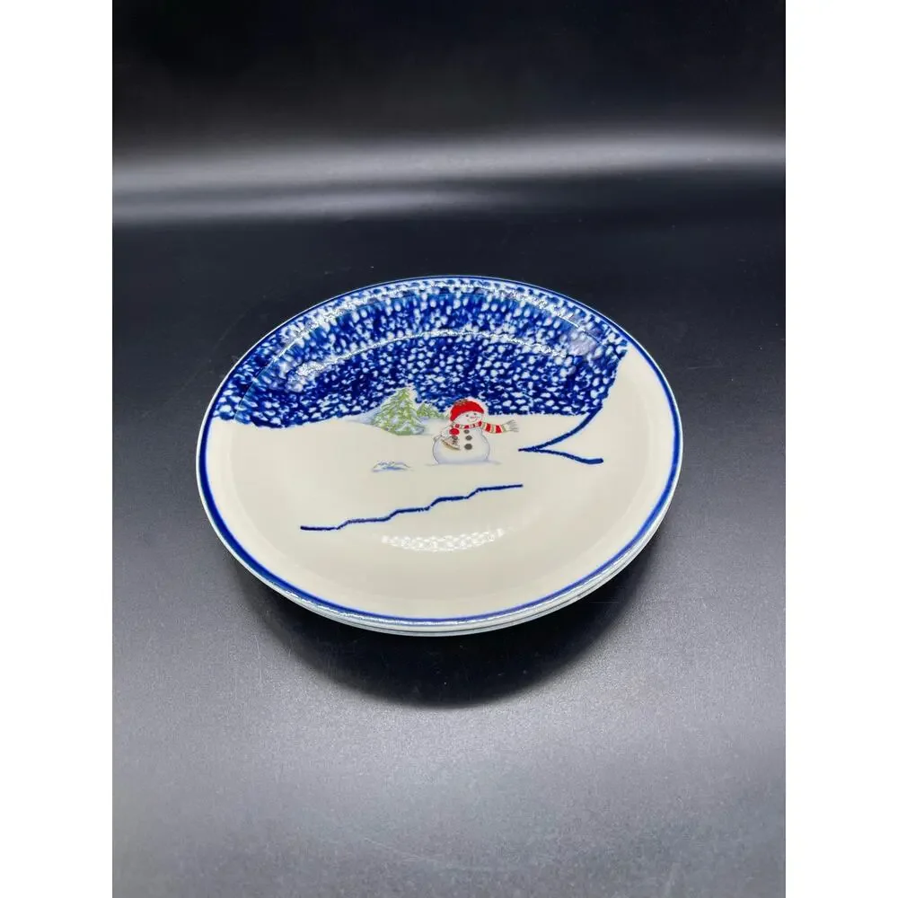 Thomson Pottery Snowman Set of 2 Salad Plates